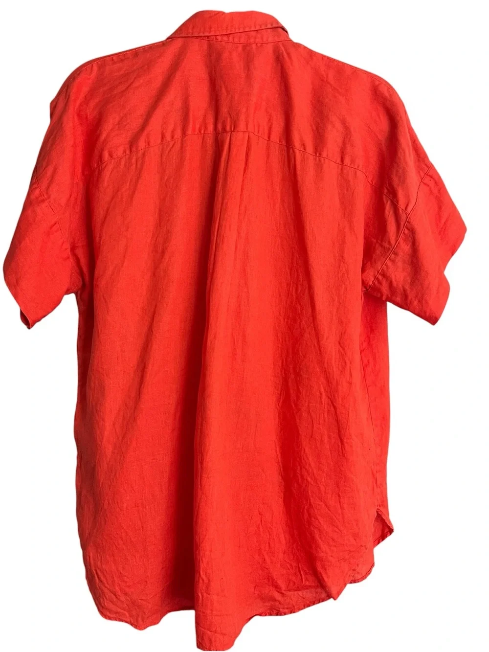 Lauren Ralph Lauren Black Label 100% Linen Button Down Shirt L Orange Red Dolman